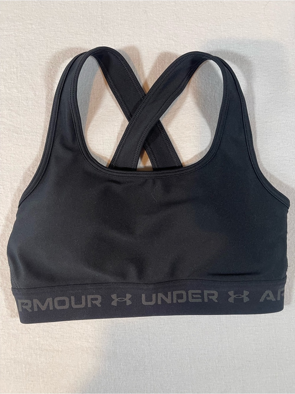 Under Armour Black Cross-Back Sports Bra with Branded Band Size S Removable Cups